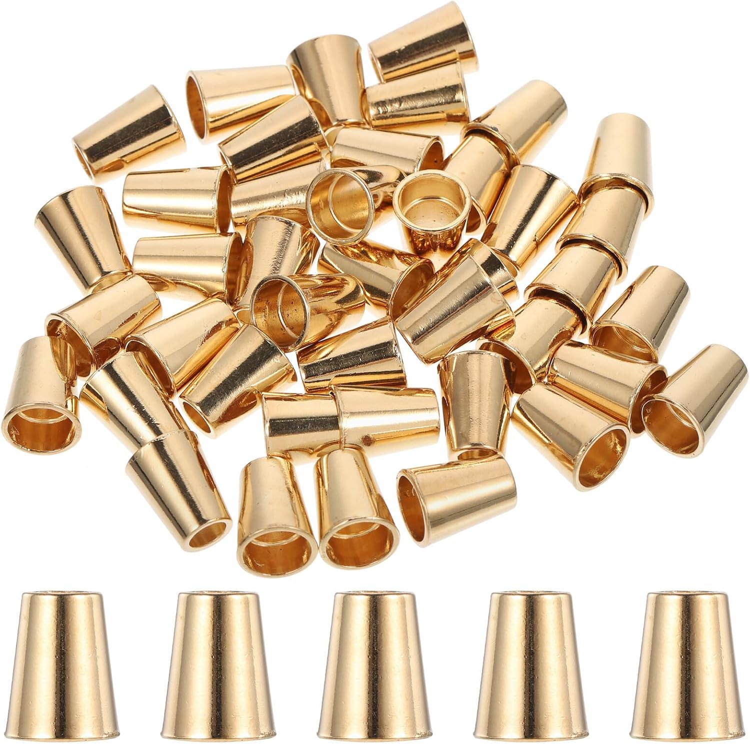 Parliky 40pcs Metal Cord Locks Rope Cord Stoppers Gold Alloy Bell Shape Drawstring Tightener for Clothing Jackets DIY Sewing Crafts