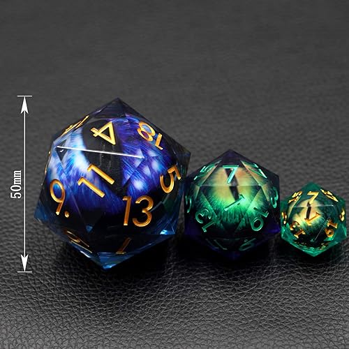Miniatura 8 de Sharp Edge Eyeball D20 - Dados grandes individuales con estuche de regalo, dados de ojo móvil de dragón para Calabozos y Dragones (globo ocular azul