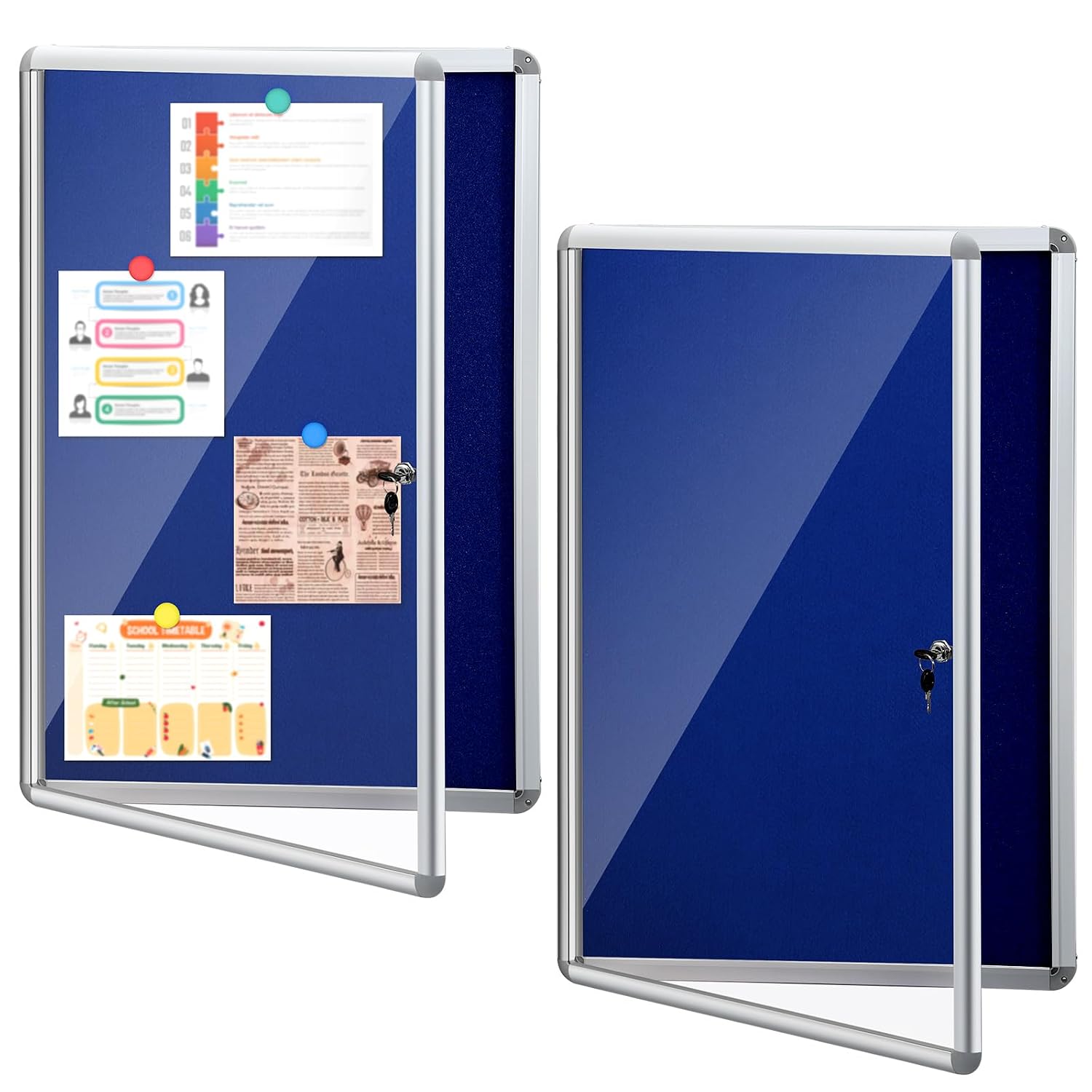 Blulu 2 Set Enclosed Bulletin Boards Lockable Noticeboard Weatherproof Outdoor Cork Display Wall Case with Locking Door fo... - Review, Price and Buying Guide