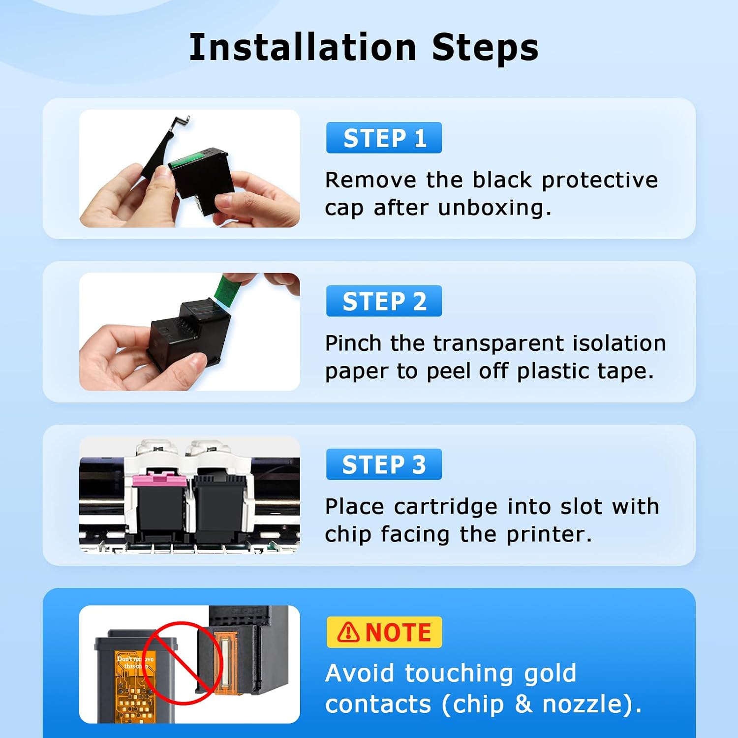 63xl Black Ink Cartridge Compatible for HP 63 Black Ink Cartridge Work for OfficeJet 3830 5255 4650 5258 5200 4655 4652 5212 Envy 4520 4512 DeskJet 1112 3630 2130 3632 (2 Black) image 4