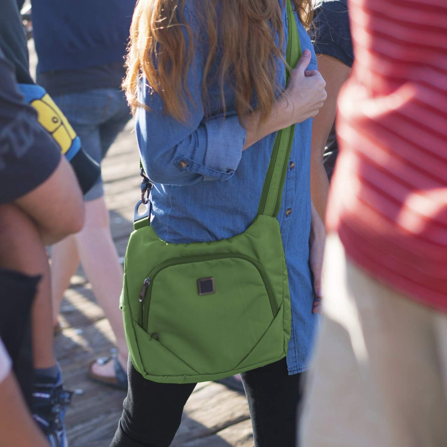 Lewis N. Clark Women's RFID Blocking Technology, Slash Resistant Material Adjustable Shoulder Strap, Moss