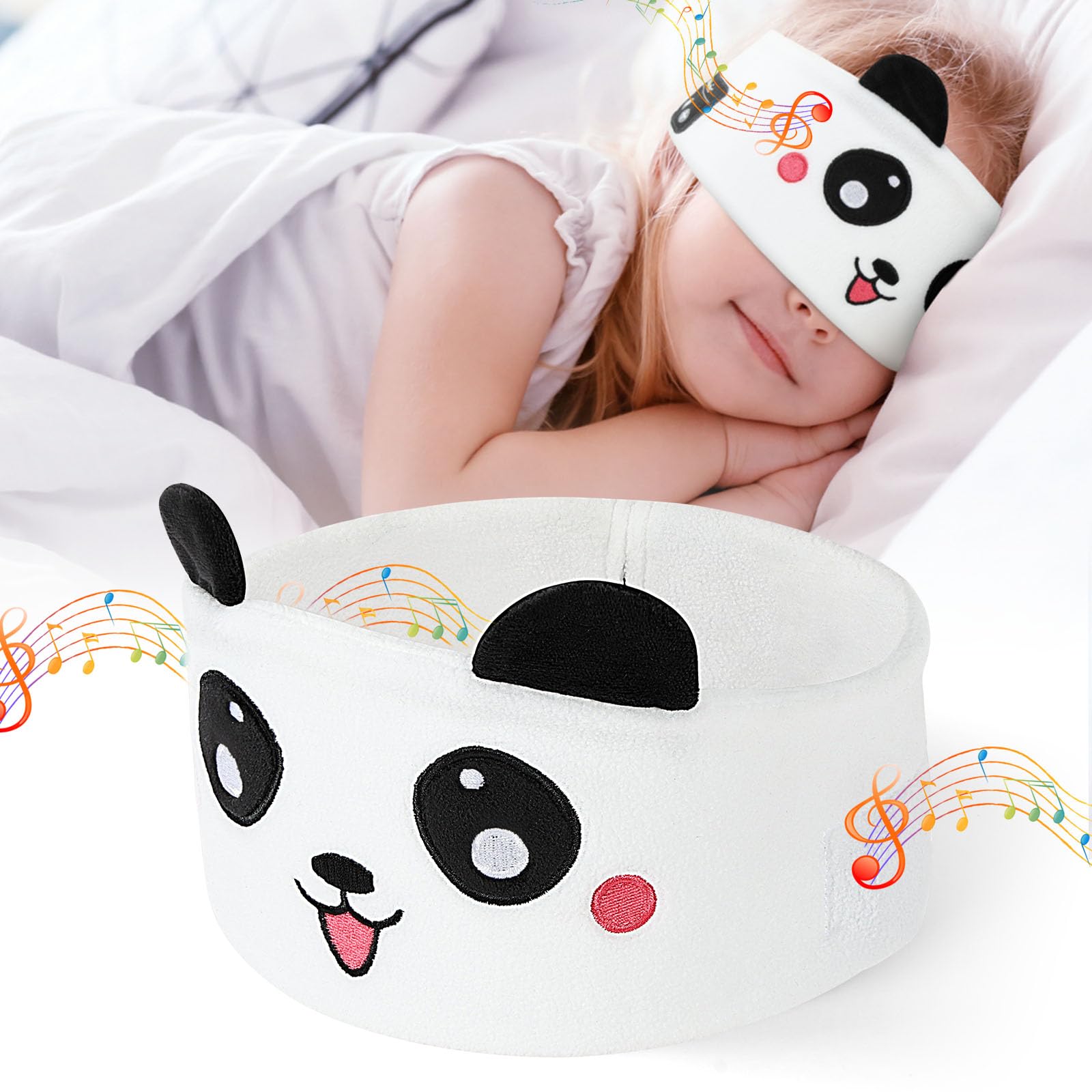OFFCUP Cuffie per Dormire, Cuffie per Bambini, Senza Fili per Il Sonno, Musica per Gli Occhi per Dormire/Sport/Relax/viaggi/insonnia, Regali di Natale per Ragazzi e Ragazze (Panda)