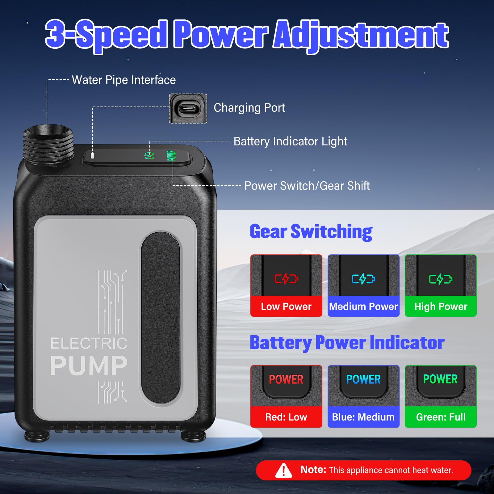 Rsaoty Tragbare Campingdusche Akku 4000 mAh, Campingdusche mit Pumpe, Tragbare Duschen Camping Dusche mit Duschkopf und Schlauch, IPX8 Wasserdicht, Ideal für Wandern, Reisen, Autowäsche