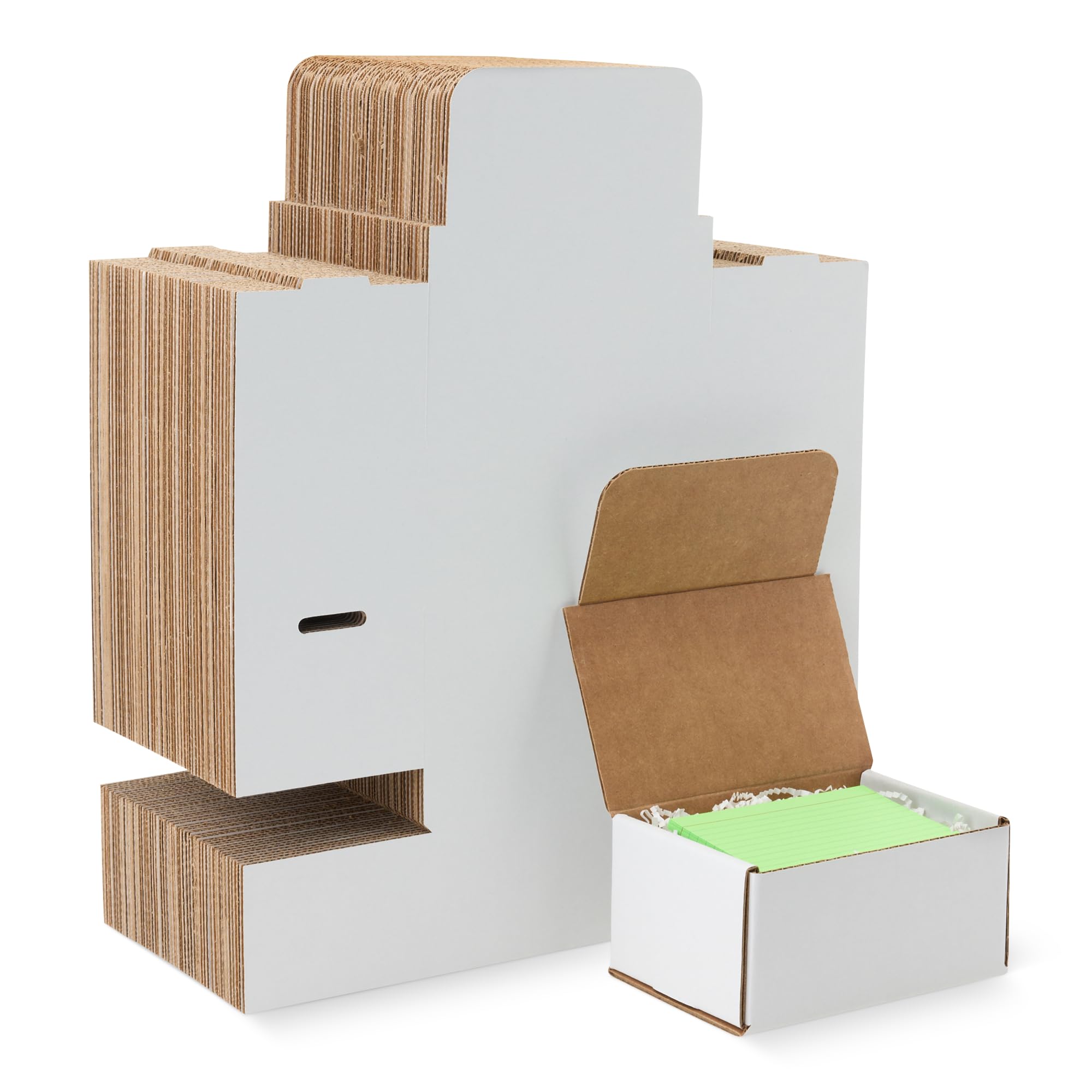 Amazon Basics Cardboard Shipping Mailer Boxes, 6" x 4" x 3", White, 50-Pack