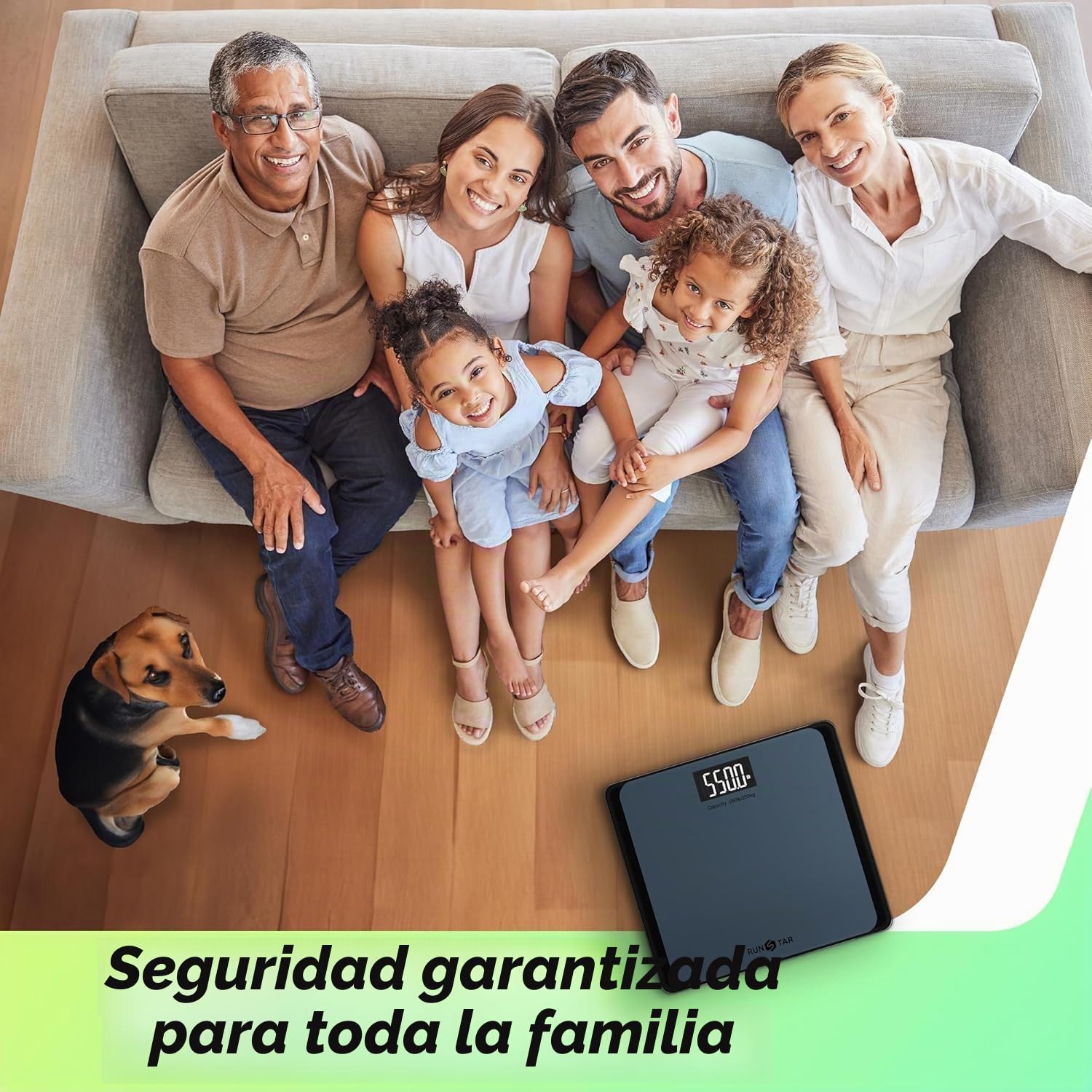 RunStar Báscula de Baño Digital con Números Gigantes y Plataforma Ancha, Capacidad 250kg/550 lb para Pies Grandes, Precisión de Peso Corporal Garantizada