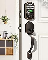 Veise KS02D Fingerprint Keyless Door Lock with Handle Set - Electronic Deadbolt, Auto-Lock, One-Time Codes, Oil Rubbed Bronze