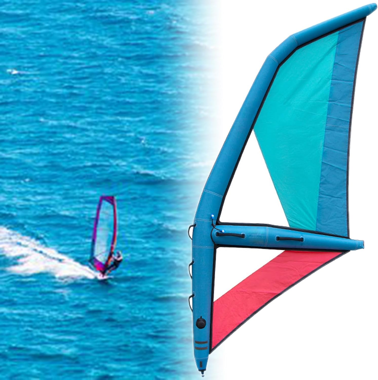 Inflatable Sail, Professional Inflatable Paddle Board with 360° Rotatable Base and Visualization Window, Portable and Lightweight Windsurfing, for Surfing, Water Play