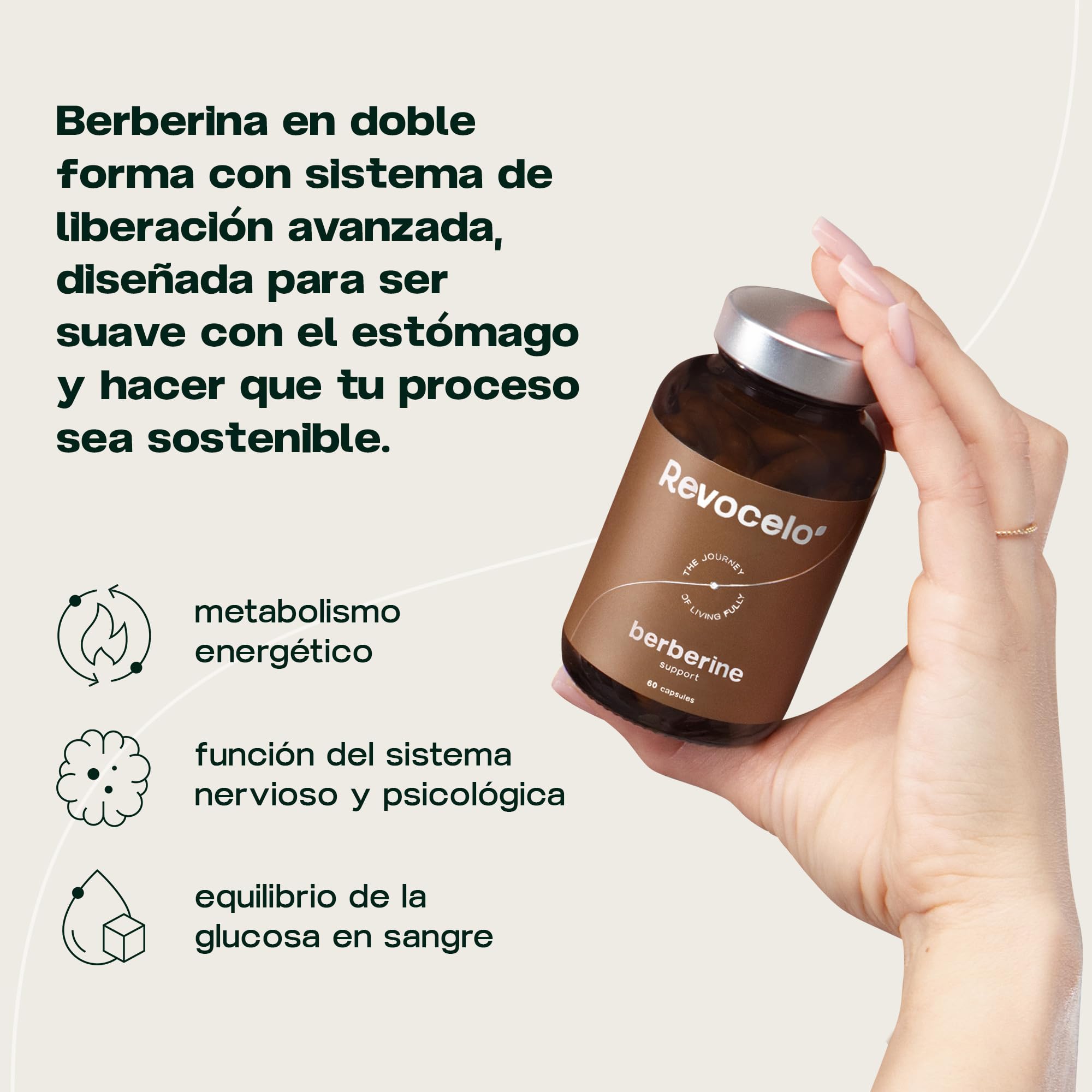 Fórmula de doble vía con absorción optimizada, berberina liposomal + DHB, apoyo al metabolismo con cromo y tiamina, cápsulas resistentes a los ácidos, diseñada para el uso diario, 2 meses