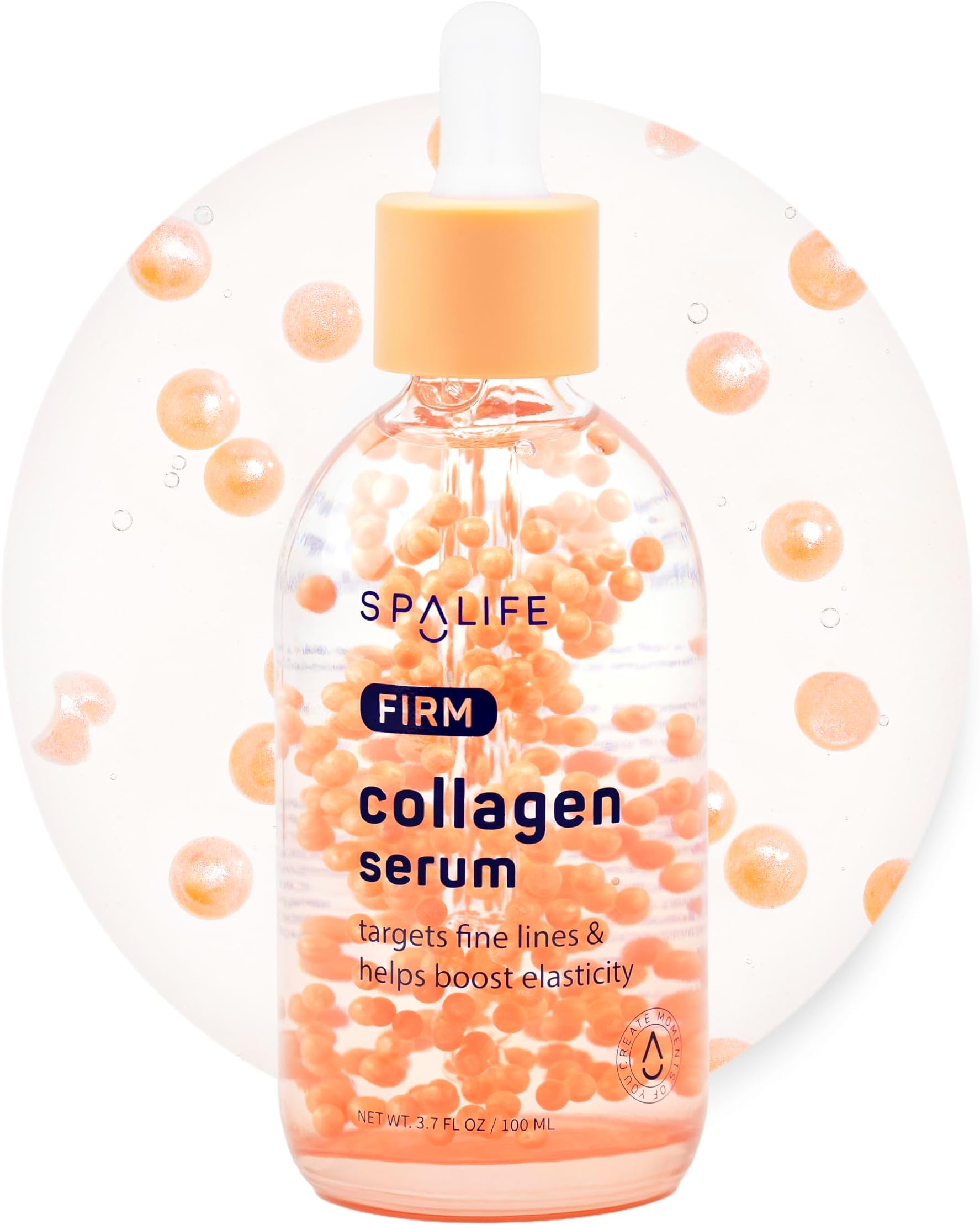 Spa Life Face Serum: FIRM Collagen Serum 100 ml (3.7 oz) - Enhanced Firmness and Hydration – Skin Smoothing, Face Plumping, Pearl-infused - Fights Fine Lines & Wrinkles, For All Skin Types