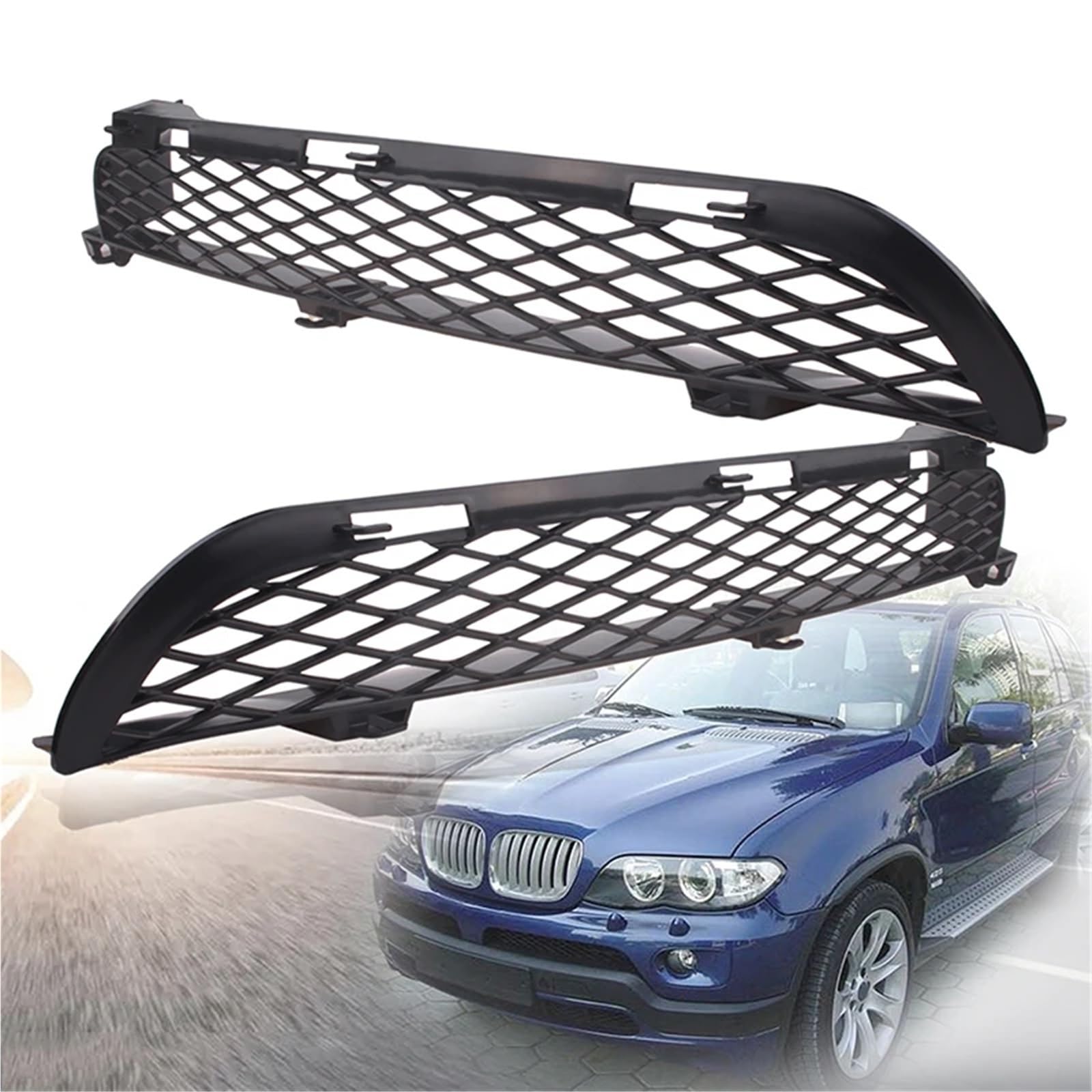 Przednia dolna kratka zderzaka samochodu lewa prawa pasuje do BMW X5 E53 2004-2006 Facelift światła przeciwmgielne dolne kratki wylotu powietrza grill chłodnicy(Kidney Grille R)