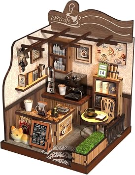 DIY Book Nook Kit for Adults, Mini Coffee House Beginner-Friendly 3D Wooden Miniature Craft Set for Bookshelf or Home Decor, Great Gift Idea