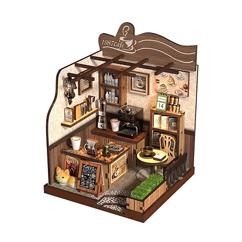 DIY Book Nook Kit with LED Light, Miniature Dollhouse, 3D Wooden Puzzle, Bookshelf Insert Decor Craft Gift (Country Cafe) - Country Cafe