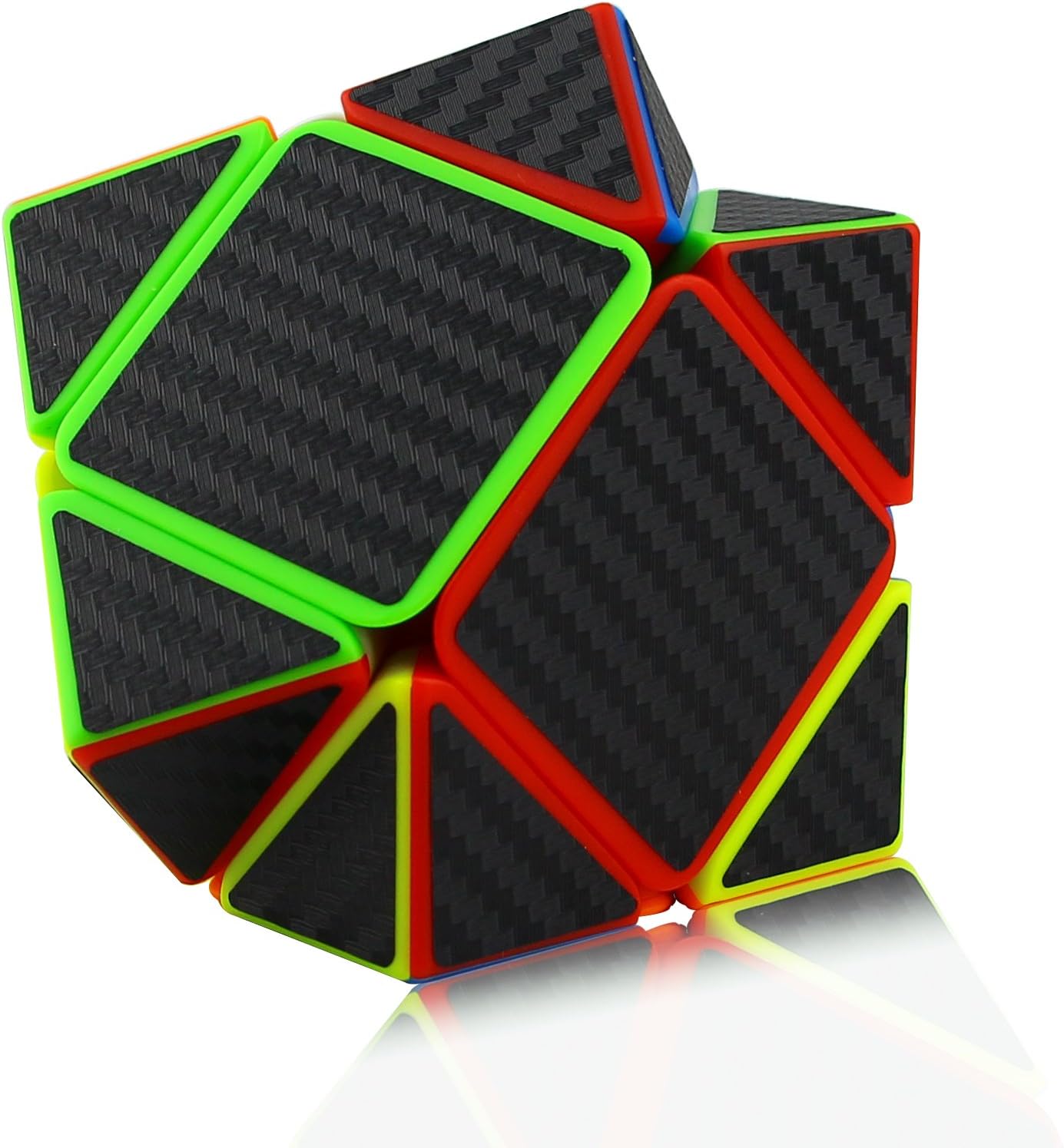 Dreampark Speed Cube Bundle [5 Pack] 2x2 3x3 Megaminx Skew Pyramid Carbon Fiber Sticker Magic Cube Puzzle Toy Set of 5