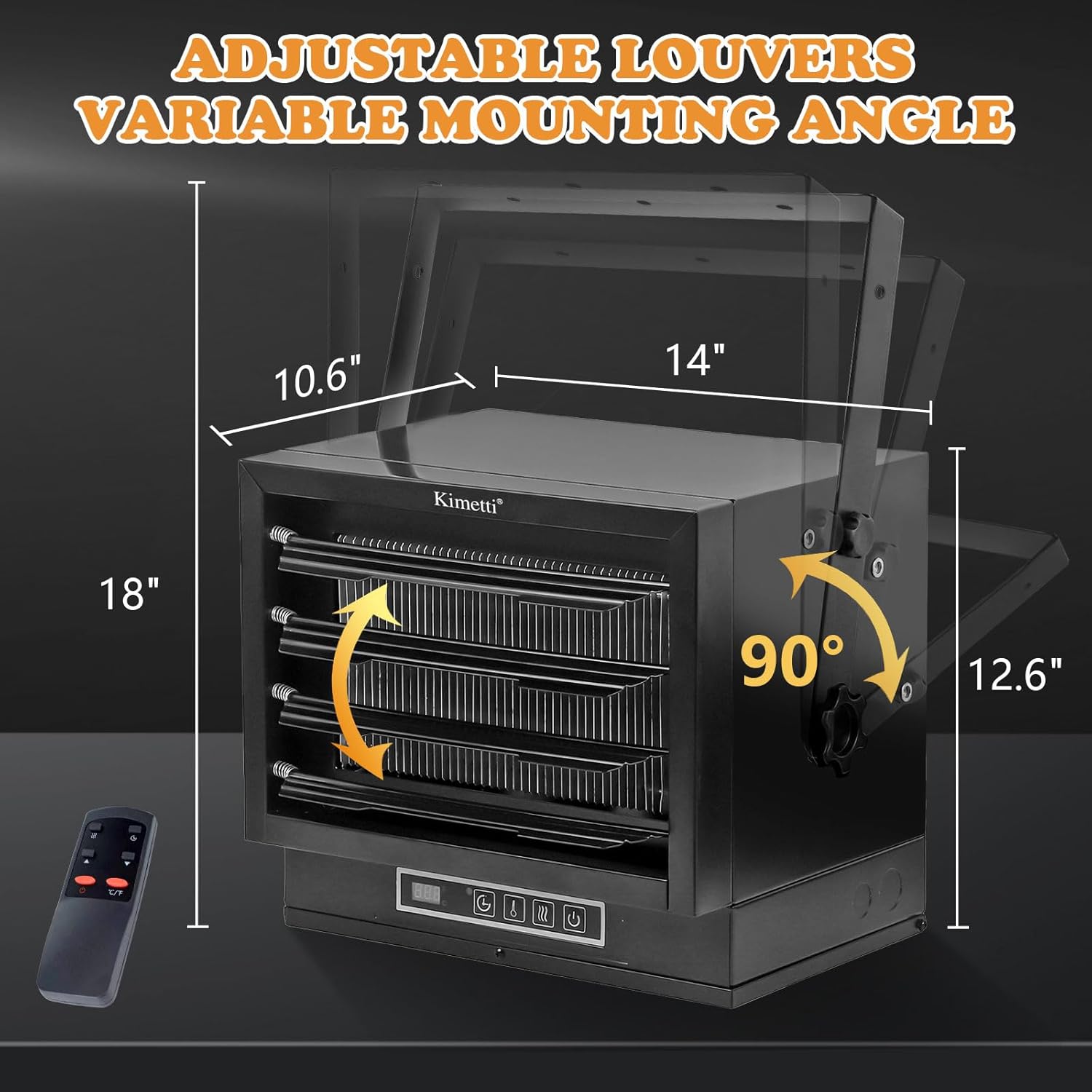Electric Garage Heater 7500-Watt, 240V Hardwired Shop Heater with Full-Function Remote, Fan-Forced Garage Heaters for Indoor Use, Ceiling Mount heater with 8-Hour Timer for garage, Workshop