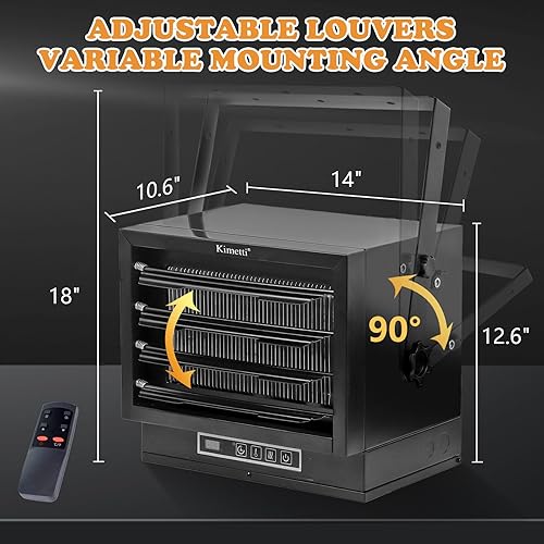 Miniatura 4 de Calentador eléctrico de garaje de 7500 vatios, calentador de tienda cableado de 240 V con control remoto de función completa, calentadores de garaje