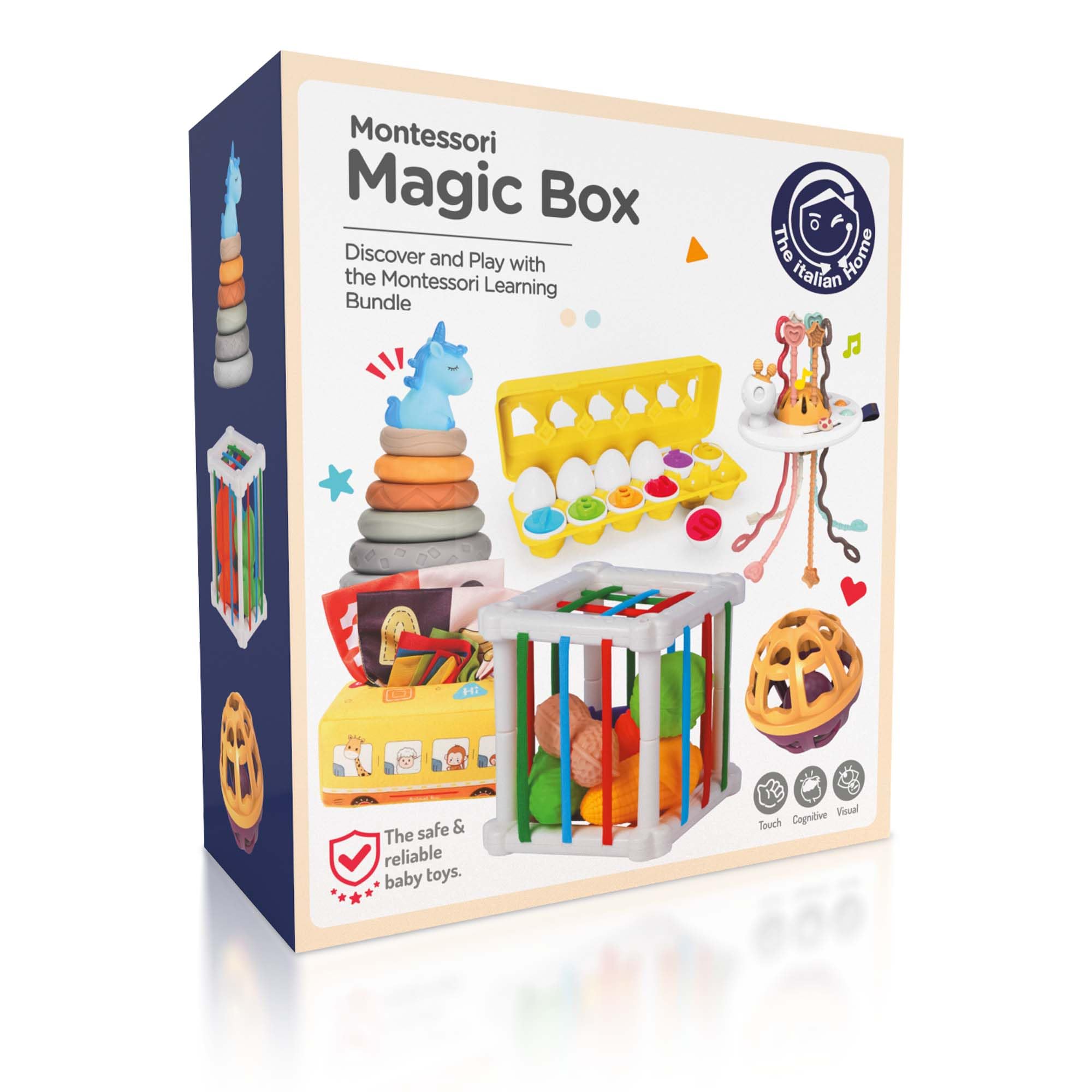 The Italian Home® Montessori Magic Box, 6+1 Giochi Montessori 1 Anno e 6 Mesi sensoriali per educare, Giochi Neonato 18 Mesi educativi per la Prima Infanzia, Giochi Montessori Neonato