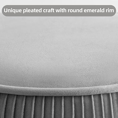 Miniatura 5 de GERANT Taburete de tocador multifuncional, taburetes modernos para sala de maquillaje, taburete otomano redondo de terciopelo con patas de metal,