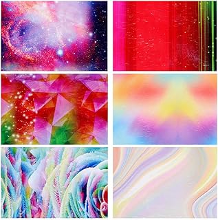 Minkissy 6 peças de adesivo de unha de céu estrelado, adesivos de transferência de arte de unha, decalques de unha, faça você mesmo, pontas de arte de unhas, estêncil para salão de unhas DIY