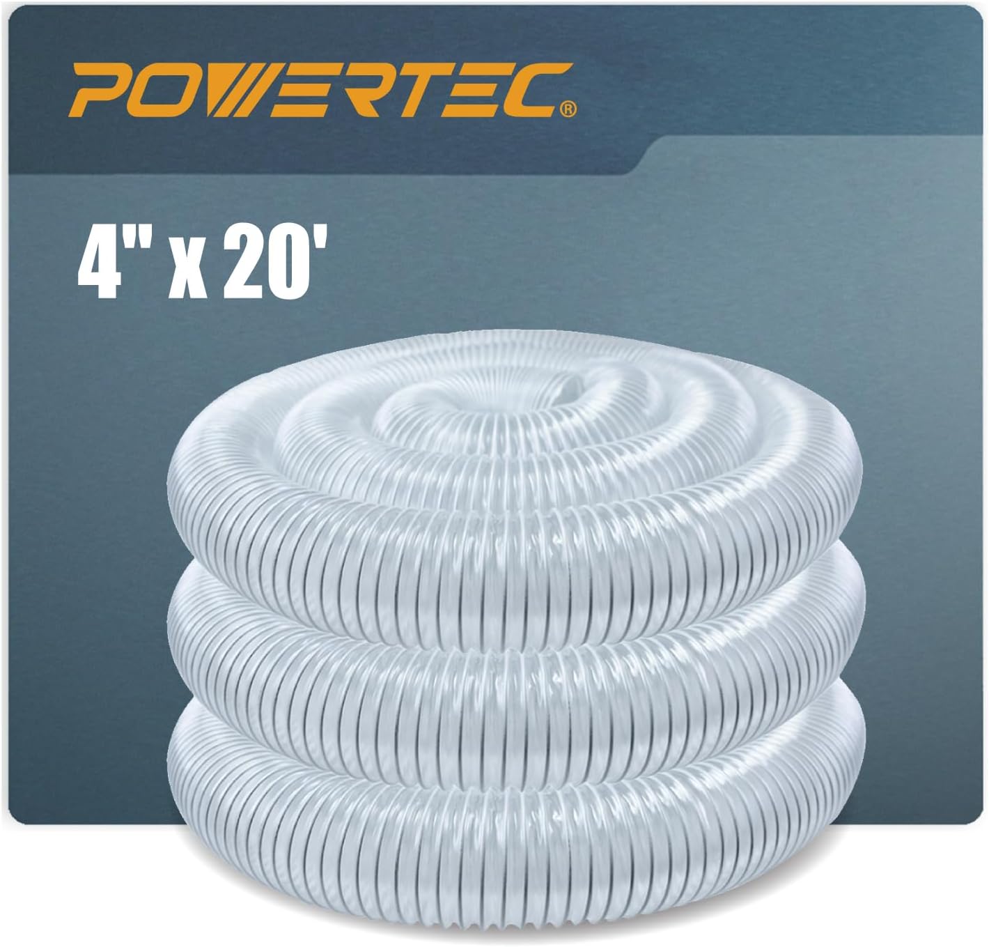 POWERTEC 4" x 20' Dust Collection Hose, 4 Inch Dust Collector Hose for Table Saw, Band Saw, Planer, Jointer, Woodworking and Wood Shop Dust Collection System (70143)