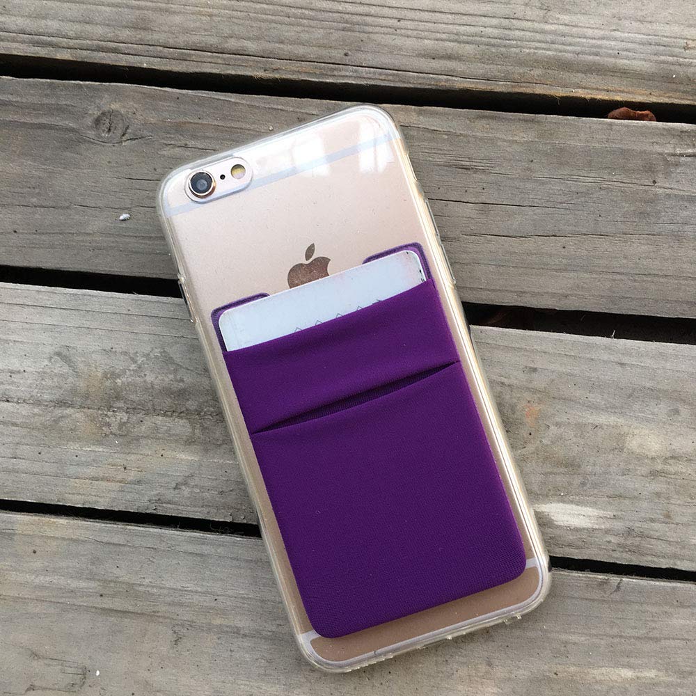 Juego de 2 bolsillos dobles adhesivos para el teléfono móvil, cartera tarjetas crédito o identificación (doble seguridad) con adhesivo 3M la parte posterior móviles iPhone, Android y todos los