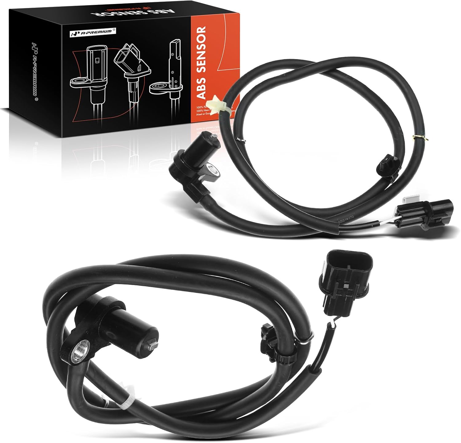 A-Premium ABS Wheel Speed Sensor Compatible with Mitsubishi Models - Lancer 2002-2007 - Front Driver and Passenger Side, 2-PC Set