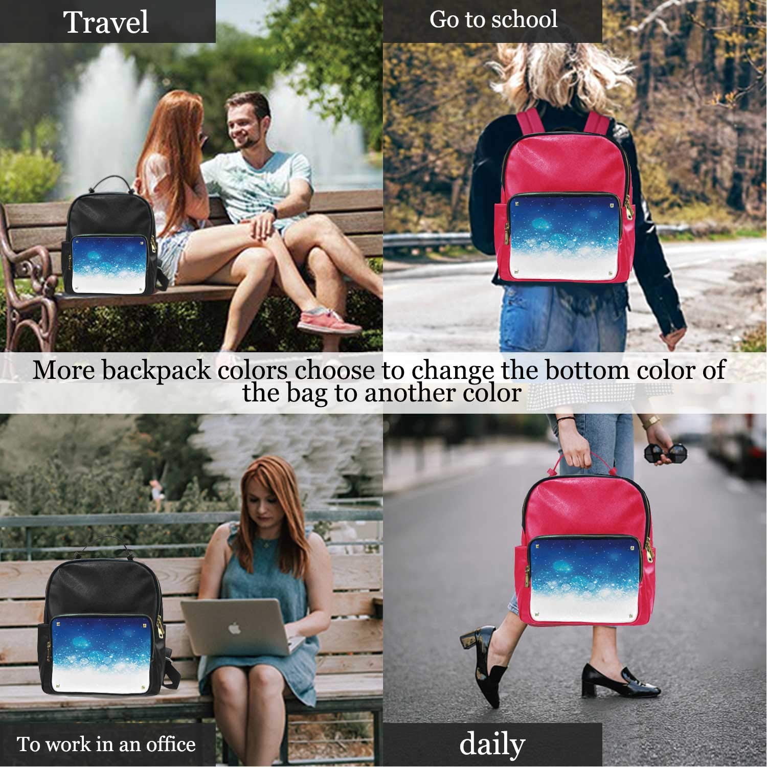 BV Christmas Background,Leather Bag Travel Colorful ?for Women 15IN