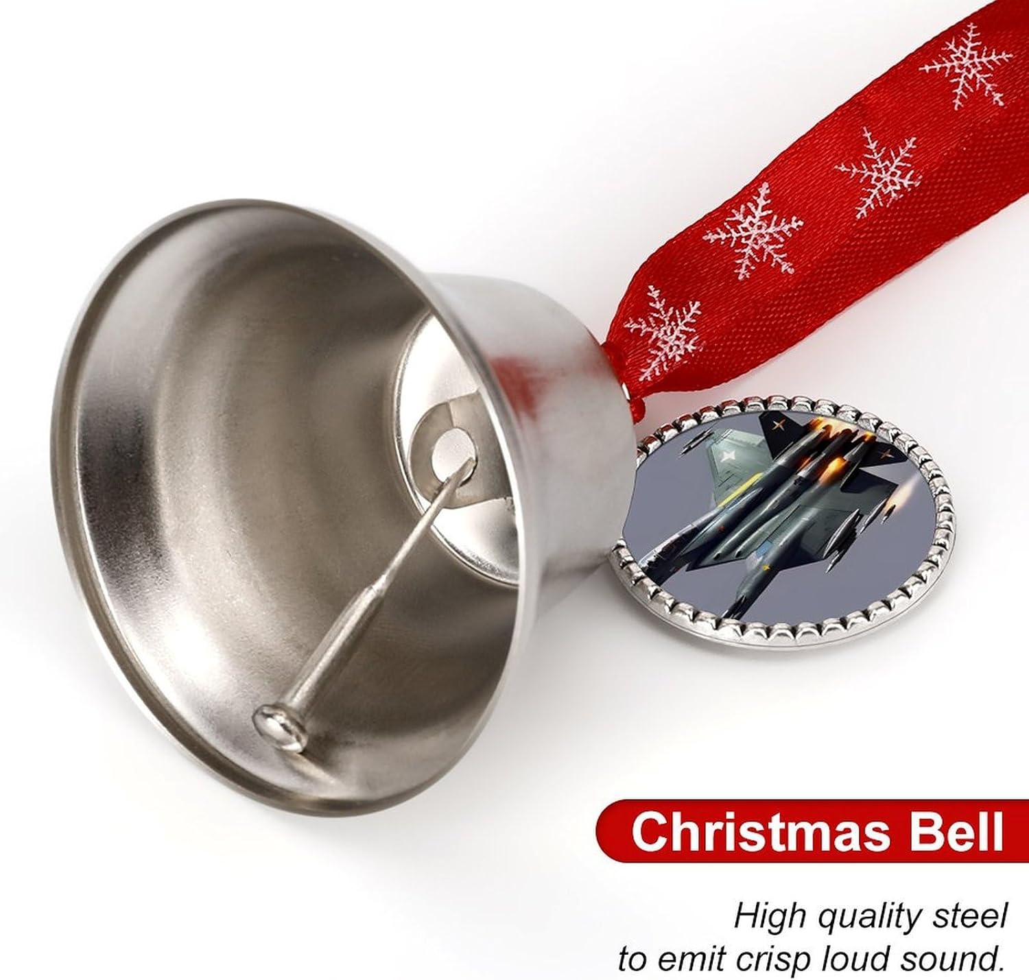Christmas Bell, Cute Jet Fighter Printed Hanging Christmas Love Bell Decorative Christmas Tree Ornament Christmas Bell Decor for Fireplace Bedroom Living Room
