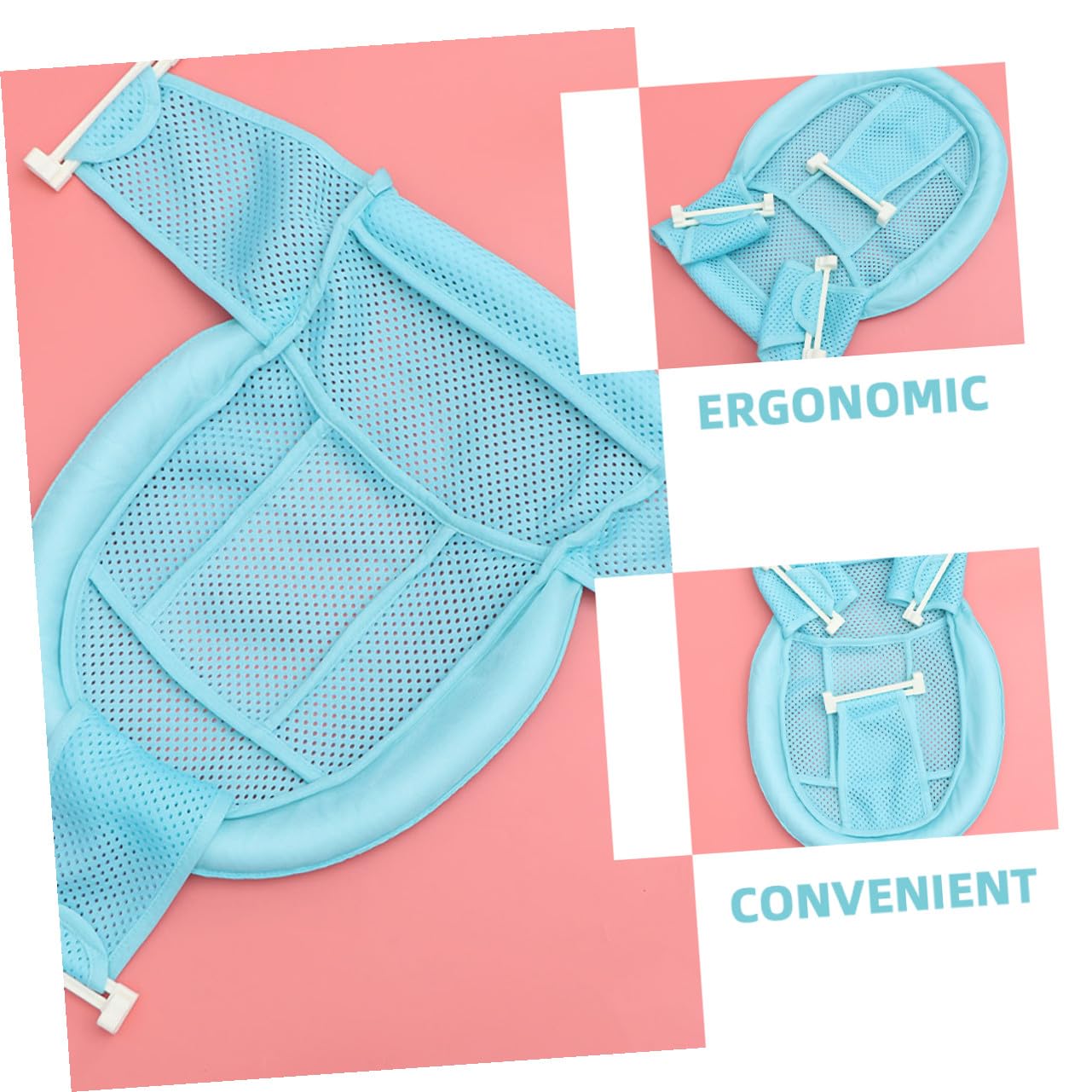 2pcs Bath Support Seat for Tub Bathtub Seat with Anti-Slip Mesh Comfortable for Newborns Bathing