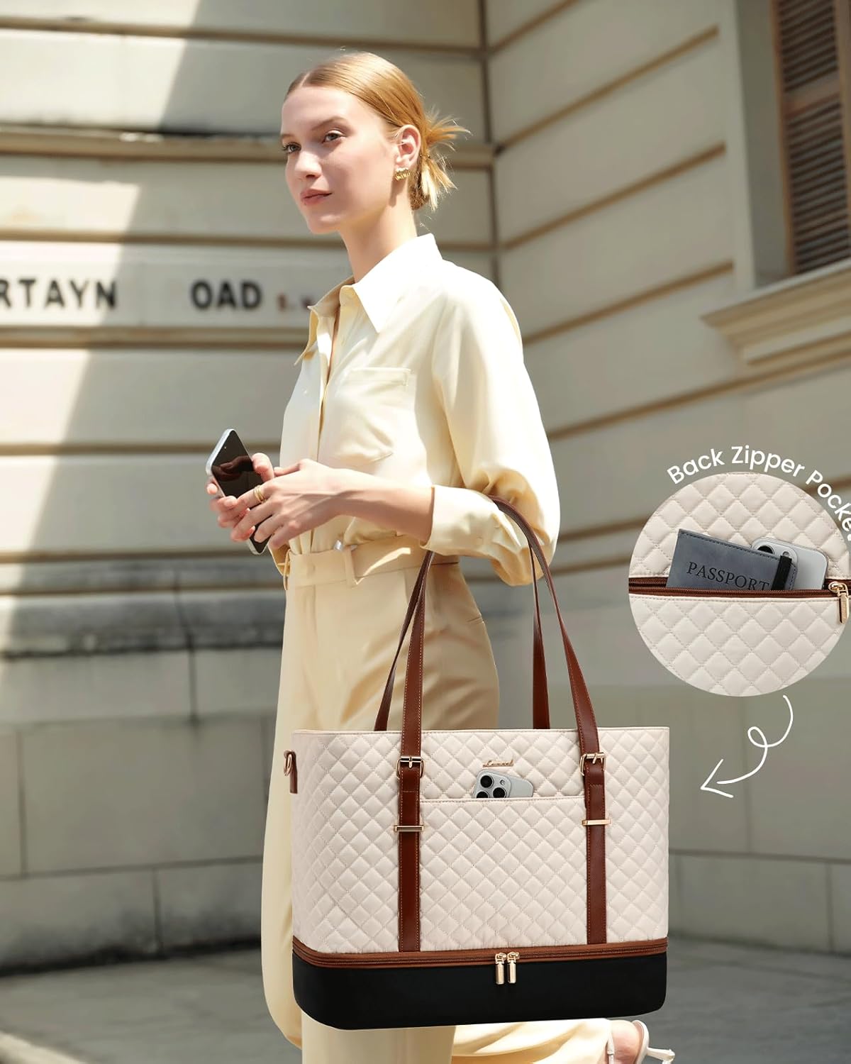 LOVEVOOK Lunch Tote Bag for Women, 15.6 Inch Laptop Work Bag With Lunch Compartment & Large Cup Holder, Lightweight Work Briefcase for Travel, Bussiness, Teacher - Image 2