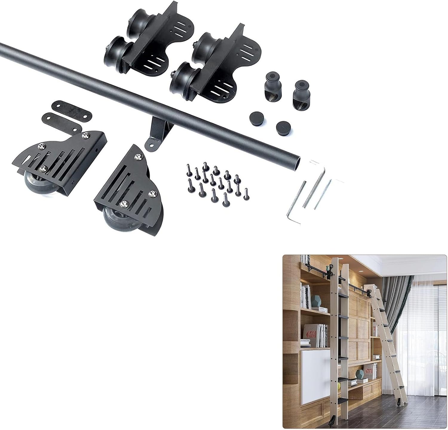 Amazon.com: 3.3ft-20ft Telescopic Sliding Ladder Hardware Kit, Rolling ...