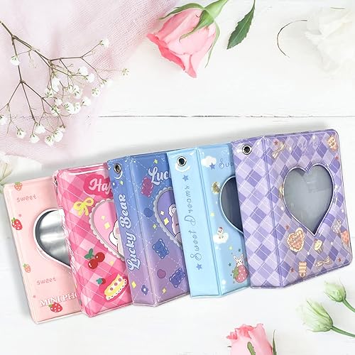 Miniatura 6 de Mini álbum de fotos de 3 pulgadas, carpeta de tarjetas hueca con corazón, álbum de fotos, soporte para tarjetas de fotos Kpop con colgante, 40
