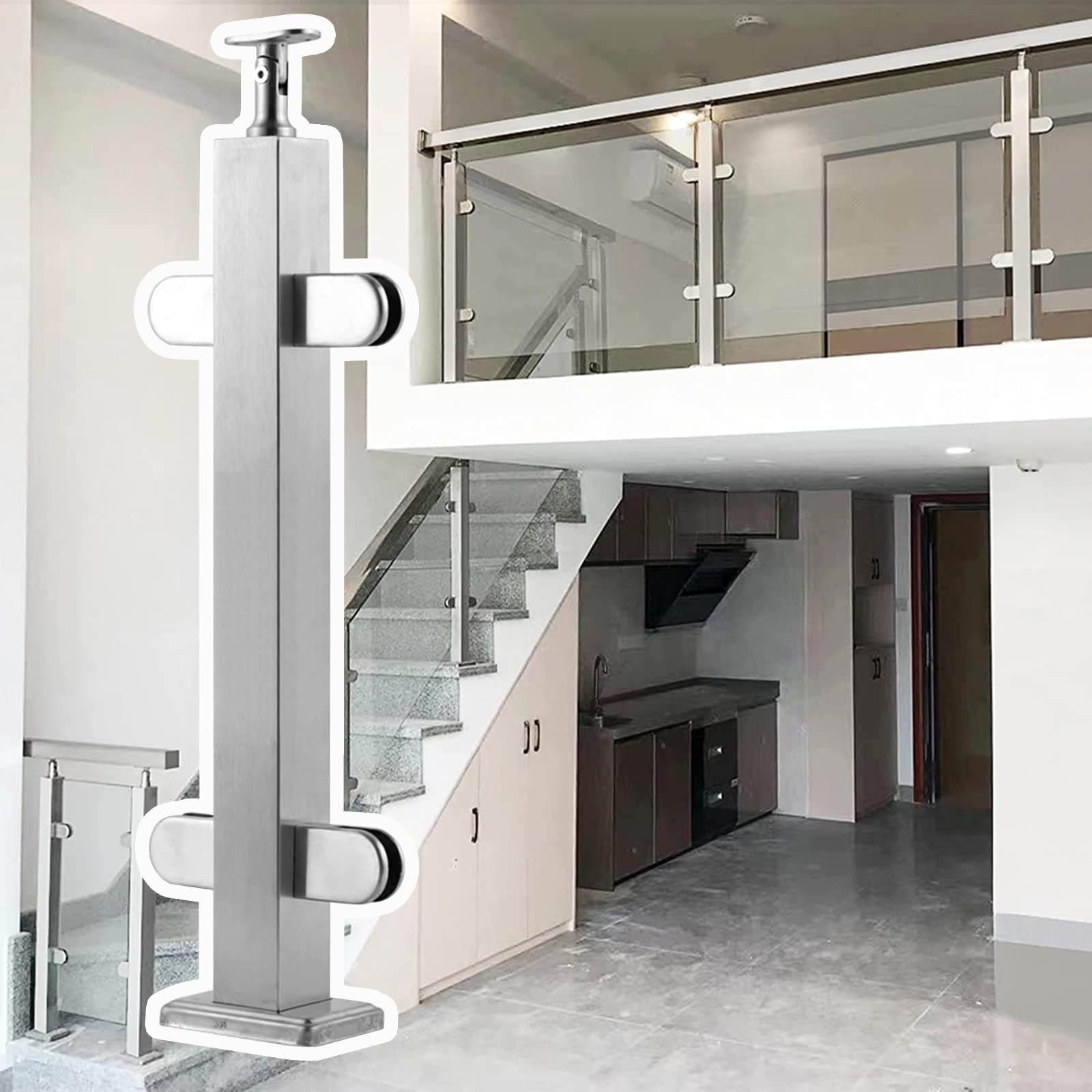 Poteau de garde-corps en verre pour sécuriser escalier, loft et balcon