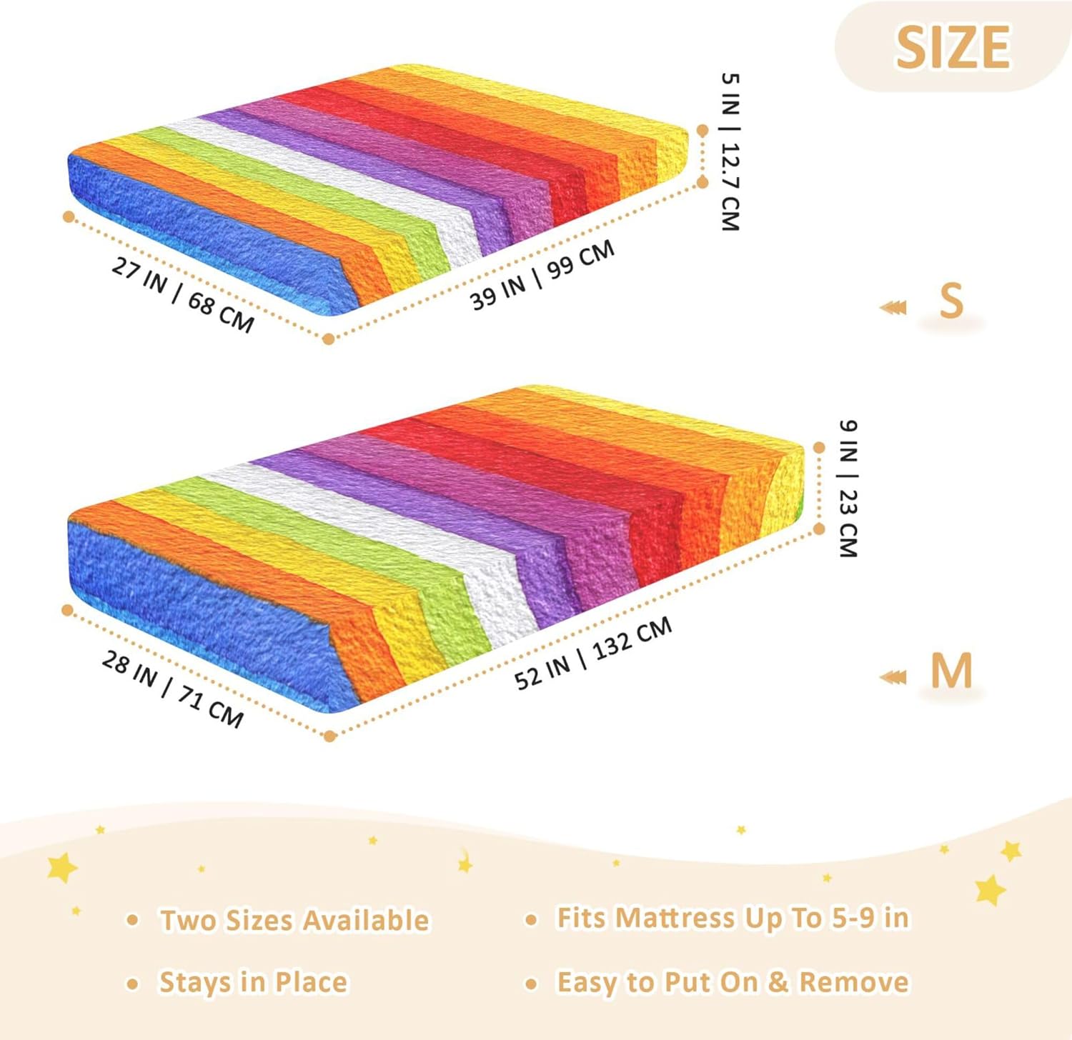 Rainbow Stripes Watercolor Crib Sheets Soft Breathable Fitted Cotton Baby Crib Sheets Mattress Cover for Girl Boy, 52" x 28" x 9"