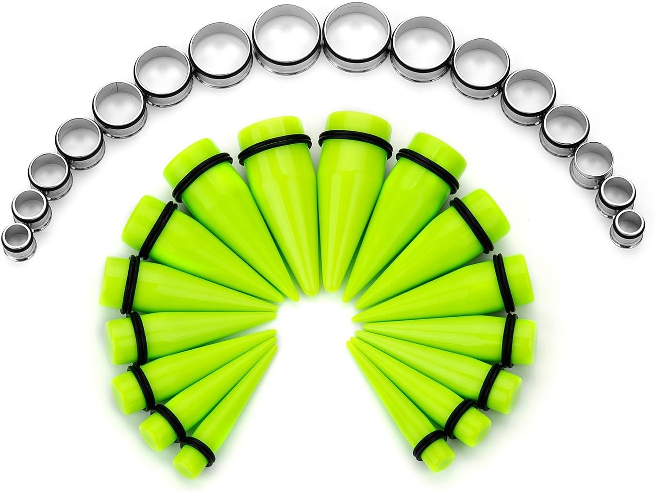 32Pcs 00G - 24mm Big Gauges Ear Stretching Kit Acrylic Tapers Surgical Steel Tunnels Gauges Piercing Set Expanders Gift