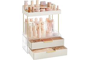 SONGMICS White Makeup Organizer