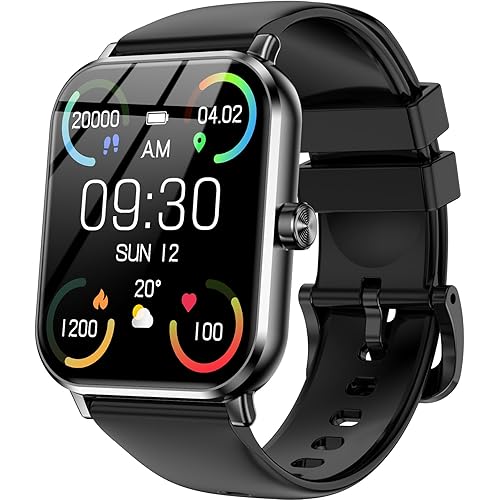 Smartwatch for Men Women, 1.83" HD Touchsreen, 130 Sports Modes, Bluetooth Call & Make Call, Health, Fitness & Sleep Tracker, Timer, 5 ATM Water-Resistance, Fitness Watch for Android/iOS (Black)