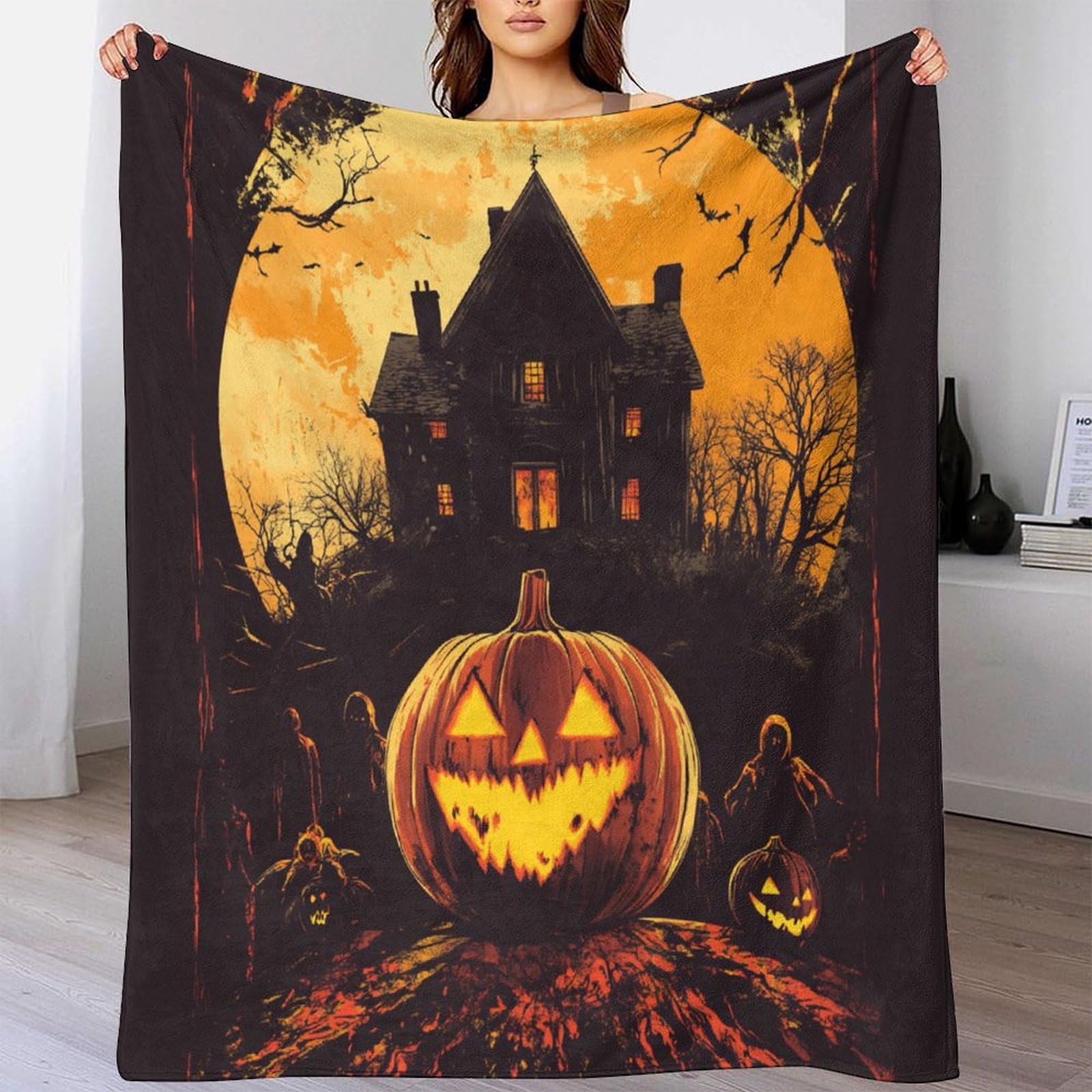 Couverture literie peluche citrouille jeté de lit voyage enfant flanelle 3D