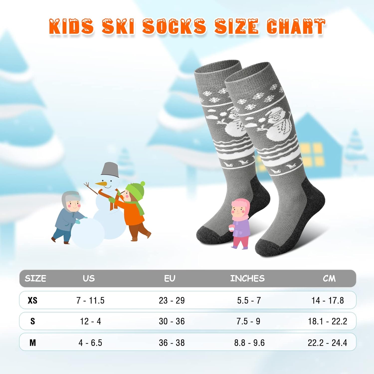Miniatura 4 de Kids Ski Socks (2 Pair3 Pair) Thermal Thick OTC Snow Socks for Boys Girls Toddler Skiing Snowboard Skating Winter Sports