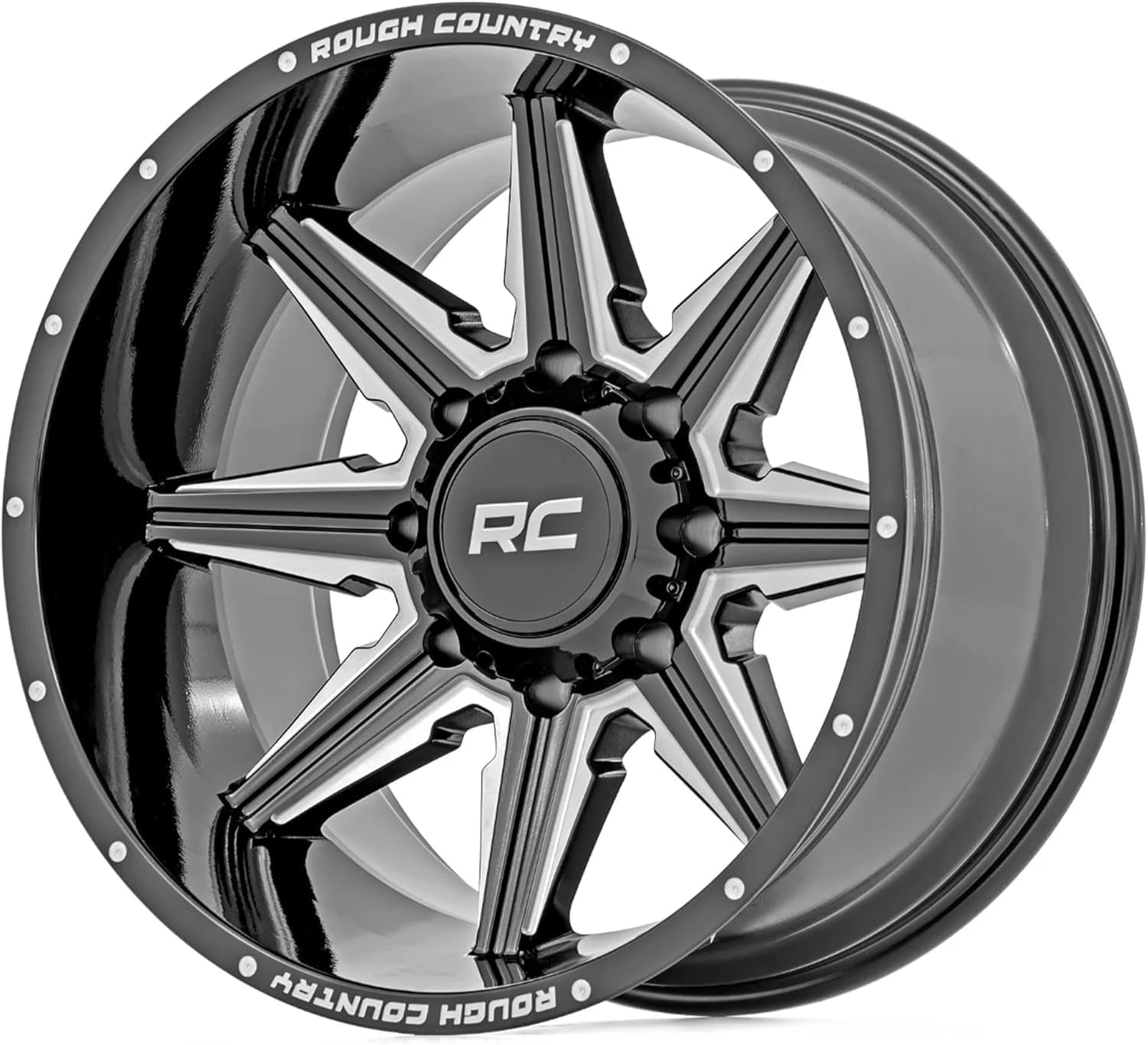 Rough Country 91M Series One-Piece Aluminum Wheel - 20x12, 6x5.5" Bolt Pattern, 44mm Offset, Gloss Black