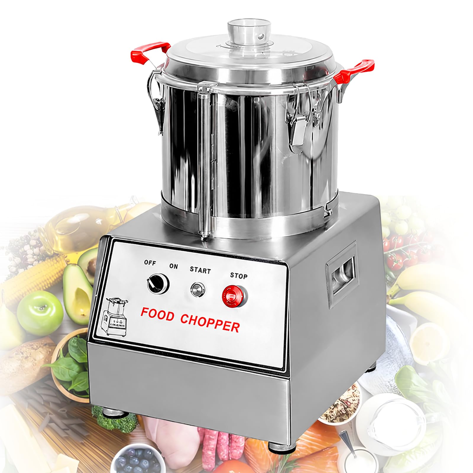 High Power Commercial Food Chopper, 550W-1400W Electric Processor 15L