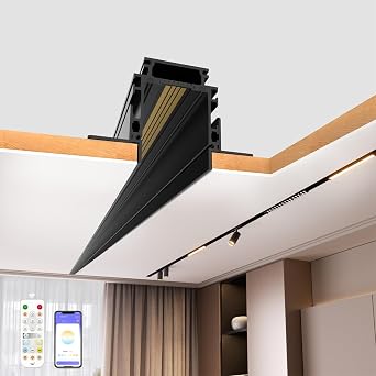 Magnetic Track Lighting Rail, 4-Wire Recessed Aluminum Rail for LED Track Light System, Flush Mount 24V Low Voltage Adjustable Track for Ceiling 39.4inch/3.3ft