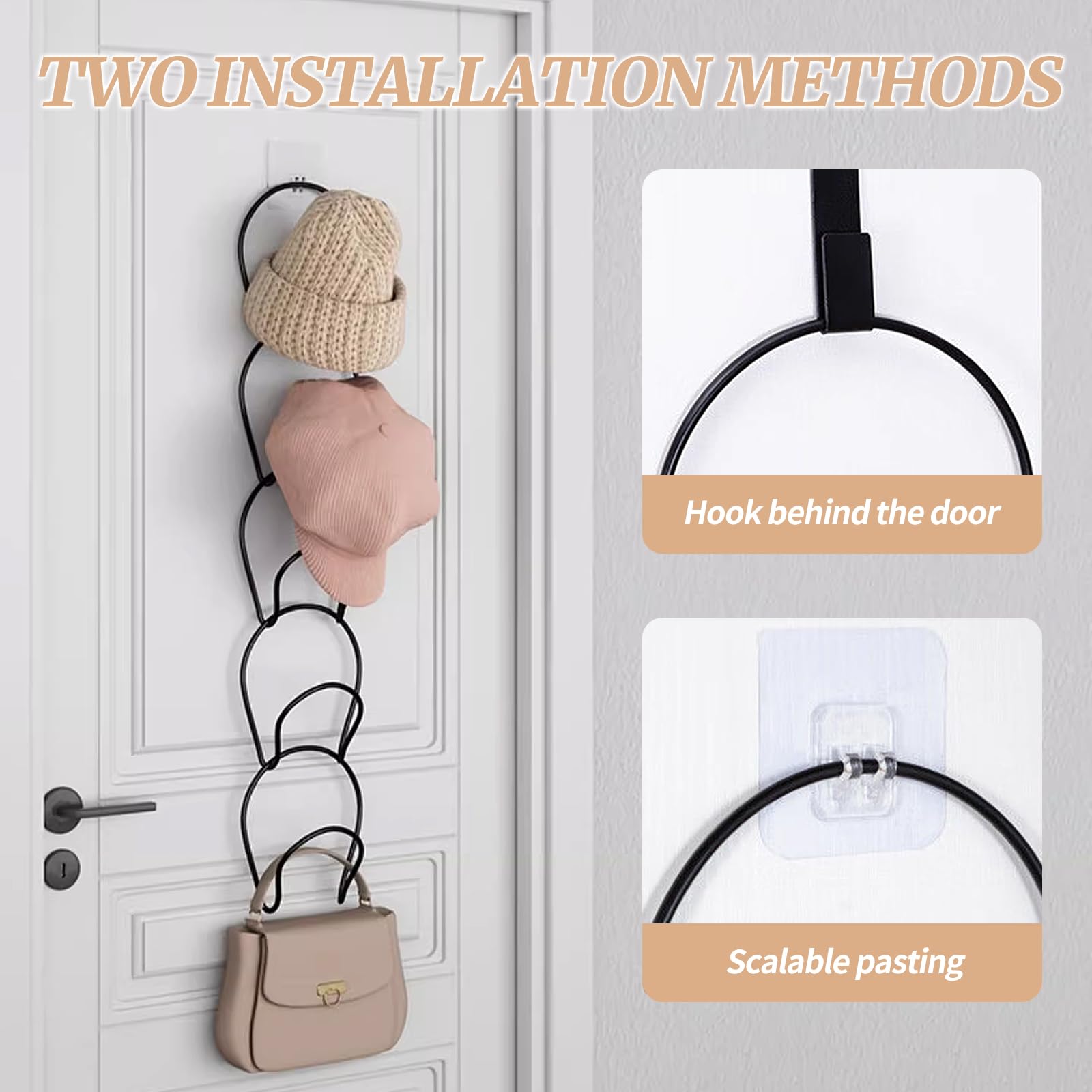 5 Stück Cap Halter Tür Hut Racks, Baseball Cap Halterung Hängende Caps Halterung Wand Multifunktional Mützen Aufbewahrung Kappenhalter für Schals Handtaschen Handtücher Kleidung Krawatten