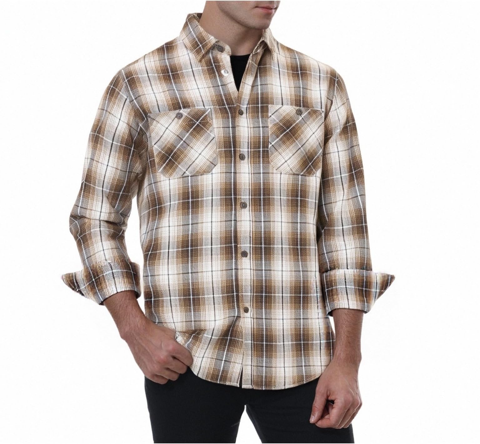 WARHORSEE Flannel Shirt for Men Long Sleeve Button Down Plaid Shirts