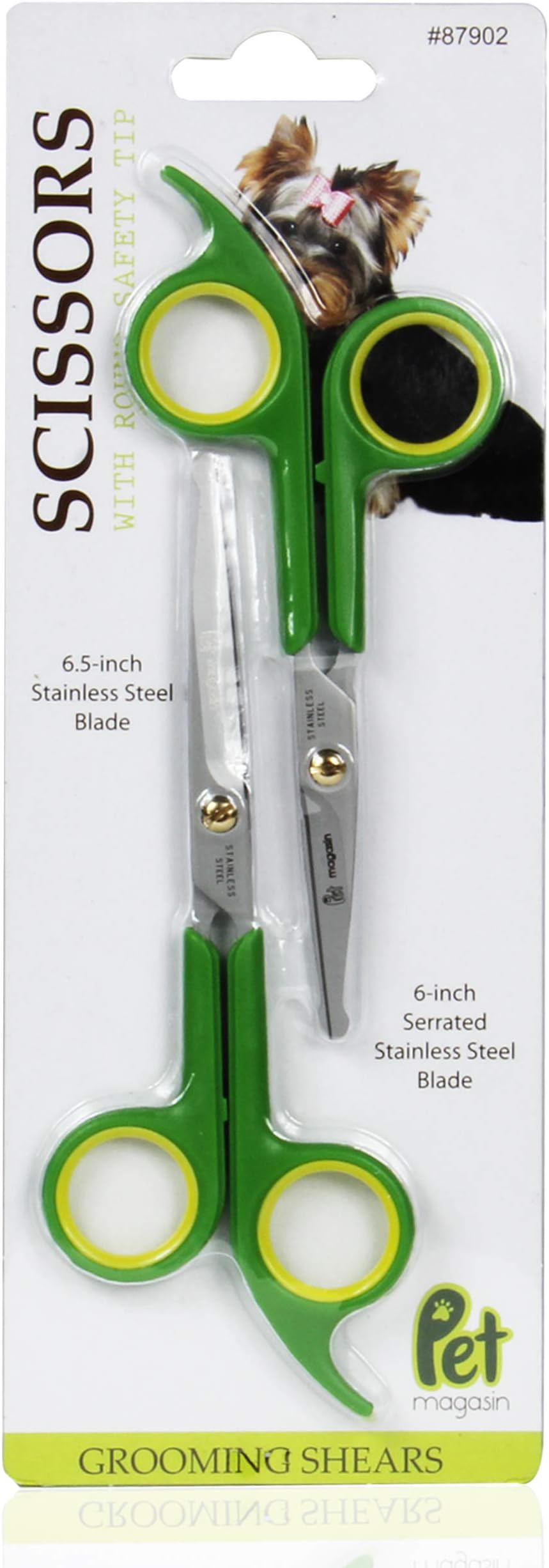 Japanese Stainless Steel Grooming Scissors (2) for Facial Hair and Larger for Body Trimming with Round Tip