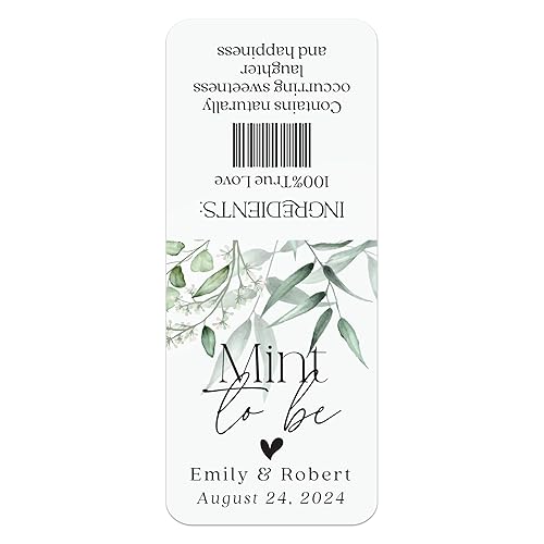 Miniatura 5 de 25 PCS Personalized Greenery Mint to Be Wedding Favor Stickers for Tic Tacs Box, Custom Green Flowers Labels Wraps for freshmints with Date and Name