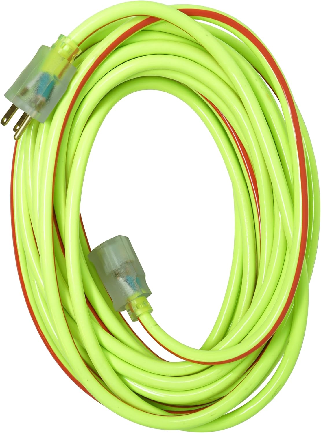 Southwire Heavy Duty Extension Cord, 50Ft, 12 Gauge, 3 Conductor, Neon Extension Cord, SJTW, Red and Green, 2548SW0054