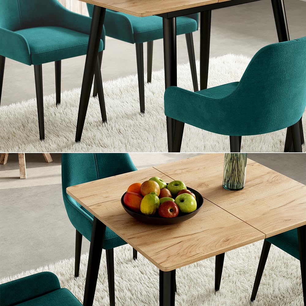 Vicco Tavolo da pranzo Beaver, Rovere Goldkraft/nero, 80 x 70 cm Estensibile, per un utilizzo flessibile come tavolo da pranzo o da lavoro