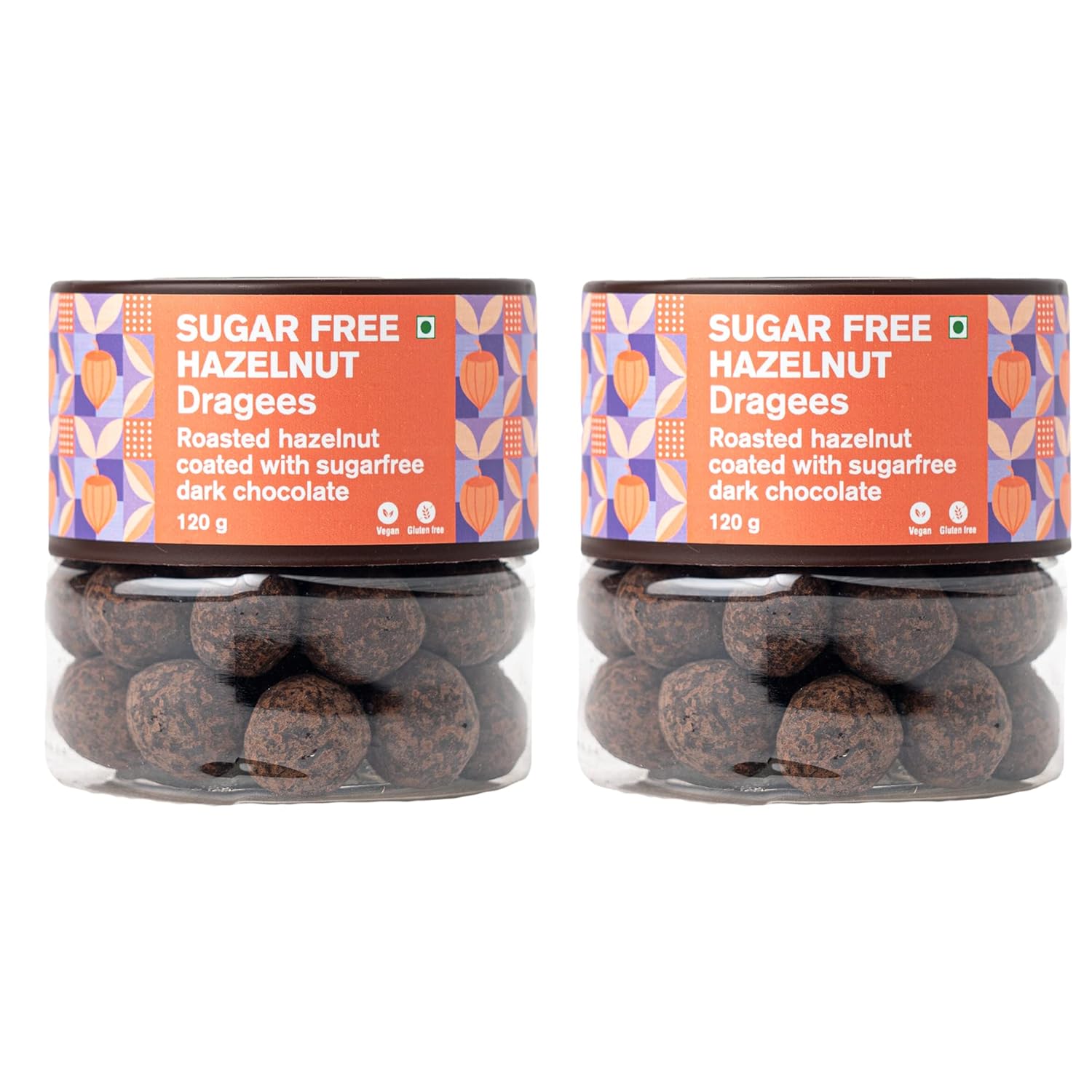 Entisi Chocolate Coated Sugar Free Hazelnut Dragees Jar (120g Each