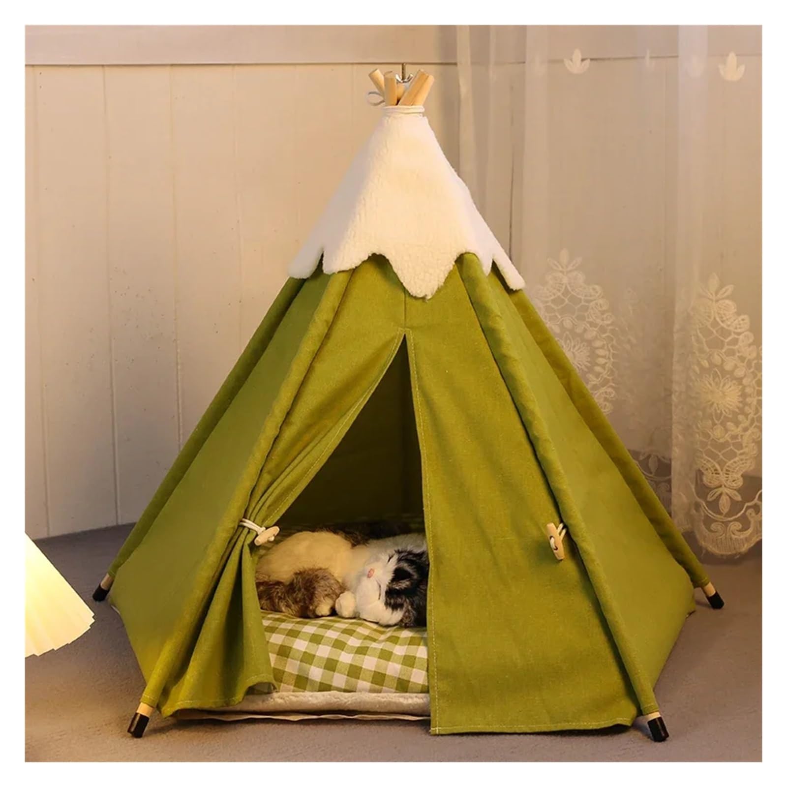 Tente pour Chien Tente for animaux de compagnie, tente tipi for chien, lit élégant, doux et confortable avec coussin en peluche épais, maisons for chats lavables, lits for chiots for chiens de petite