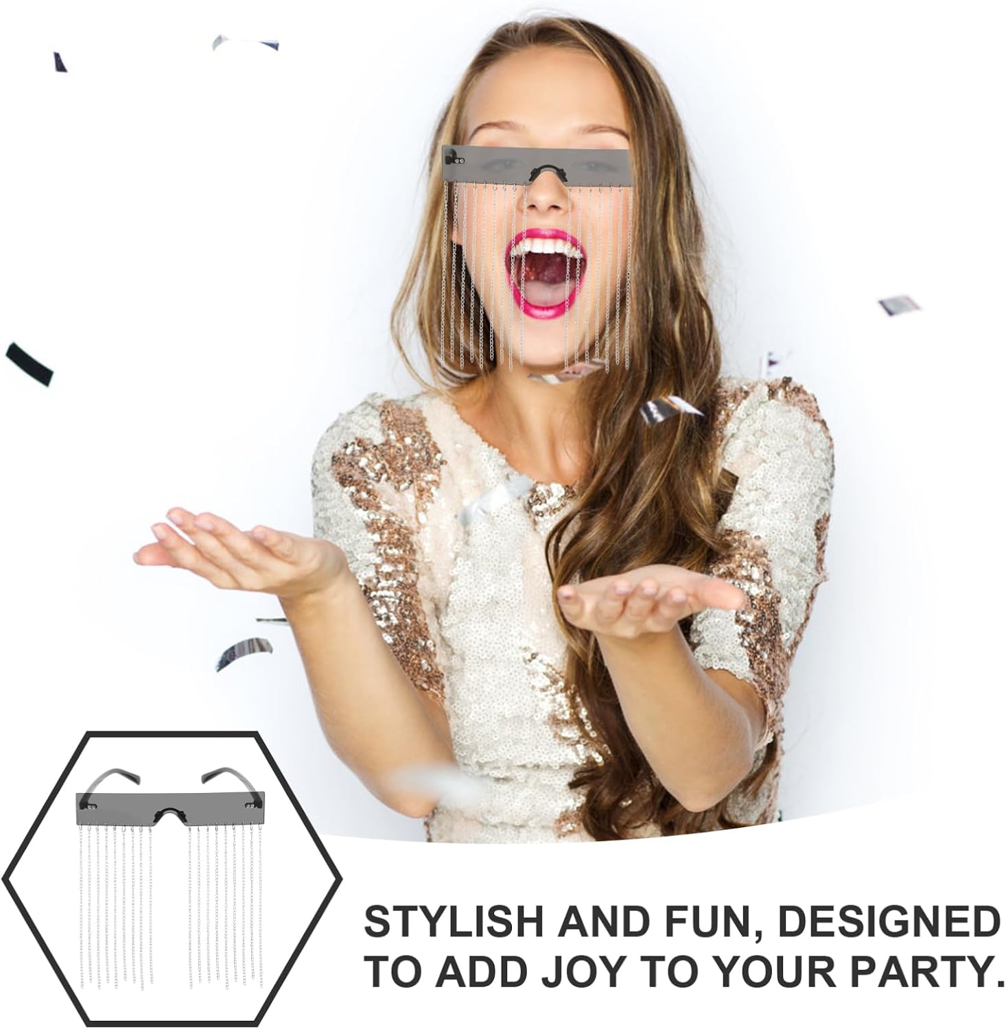 Sparkling Tassel Sunglasses for Men and Women Festival Eyewear with Shiny Decoration for Parties and Costumes Unique Novelty Accessory for Teens and Adults